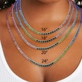 thumbnail image 2 of Charles Raymond Iced Out Hip Hop Gold or Silver Tone - Your Choice!! - CZ Miami Cuban Link or Tennis Chain Choker Necklaces (20", Rainbow Tennis Silver), 2 of 4