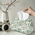thumbnail image 2 of COEQINE Facial Tissue Box Cover PU Leather Tissue Case Dispenser Stylish Rectangle Tissue Case Dispenser Organizer for Kitchen, Office, Car, Outdoor Tent, Hotel, Eucalyptus Leaf Green, 2 PCS, 2 of 7