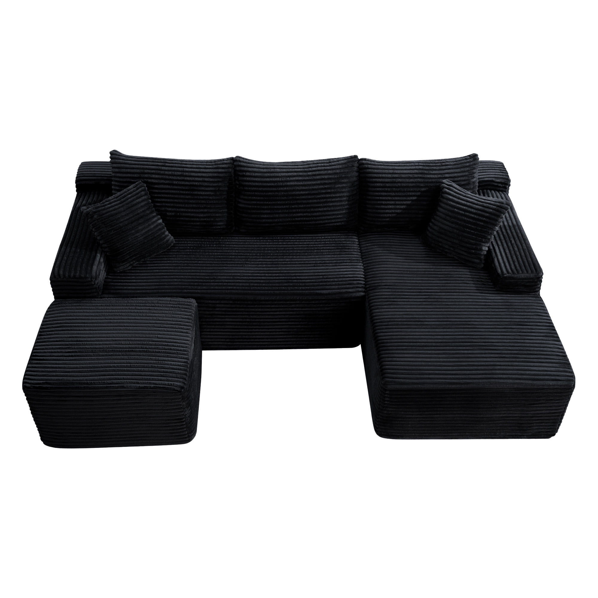 Leumius 106" Sectional Sofa Couch with Deep Seat,U-Shaped Cloud Modular Sleeper Couches for Living Room,Bedroom,Apartment,No Assembly Required,Black-Right