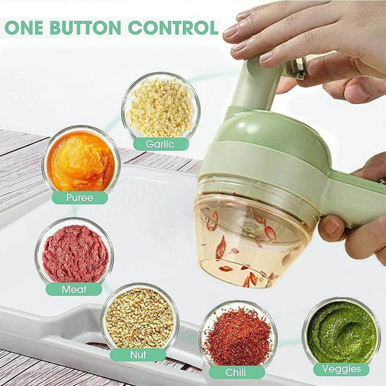 Upgrade 4 in 1 Portable Electric Vegetable Cutter Set,Multifunction  Cordless Electric Food Small Slicer,Onion Dicer,Cucumber Vegetable  Cutter,Light Convenient Slicer for Garlic Veggie,Mincing 