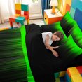 thumbnail image 5 of meiyoeat line Geometric Print 7-Piece Twin Bedding,Black Green Neon Striped Bedding Comforter Set,Reversible, 5 of 7