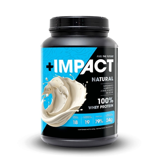 Proteína Whey Sabor Natural +Impact 1.4 kg | 24 g de Proteína por Porción | Alta Pureza y Fácil Digestión