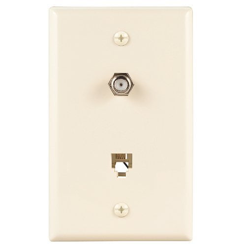 Cooper 35354LA Light Almond Combination Coax Jack and Four Wire