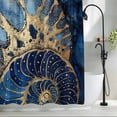 thumbnail image 2 of Luxury Seashell Shower Curtain, 72" x 84", Ocean Blue Gold Abstract Modern Liquid Art Waterproof Bathroom Curtain Washable Shower Curtain Set with 12 Hooks, 2 of 8