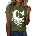 thumbnail image 1 of JFHHQ T-Shirt à Col Côtelé pour Femmes, Graphique de Lune à la Mode, Col Rond, Manches Courtes, T-Shirt Décontracté pour Femmes, Sport et Usage Quotidien, L Vert Armée, 1 of 5