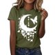 thumbnail image 1 of Gibobby Playera de Manga Corta con Cuello Redondo Camiseta informal deportiva de manga corta con cuello redondo y estampado de luna a la moda para mujer(AG,M), 1 of 5
