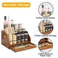 thumbnail image 3 of Bemico 3-Tier Retro Wood Bar Liquor and Wine Rack with Drawer, 3-Step Countertop Coffee Syrup Rack Organizer Bottle Holder for for Liquor Whiskey, 3 of 9