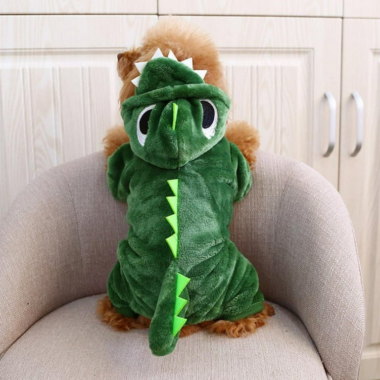 Funny Halloween Small Dog Dinosaur Costume Jacket Coat Warm Fleece Winter Golden Retriever Pitbull Dog Clothes Hoodie