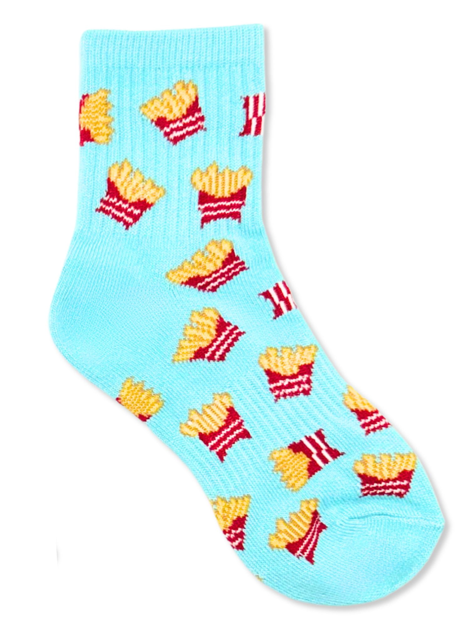 Wonder Nation Boys Snack Food Mid-Crew Socks, 6-Pack, Sizes S-L