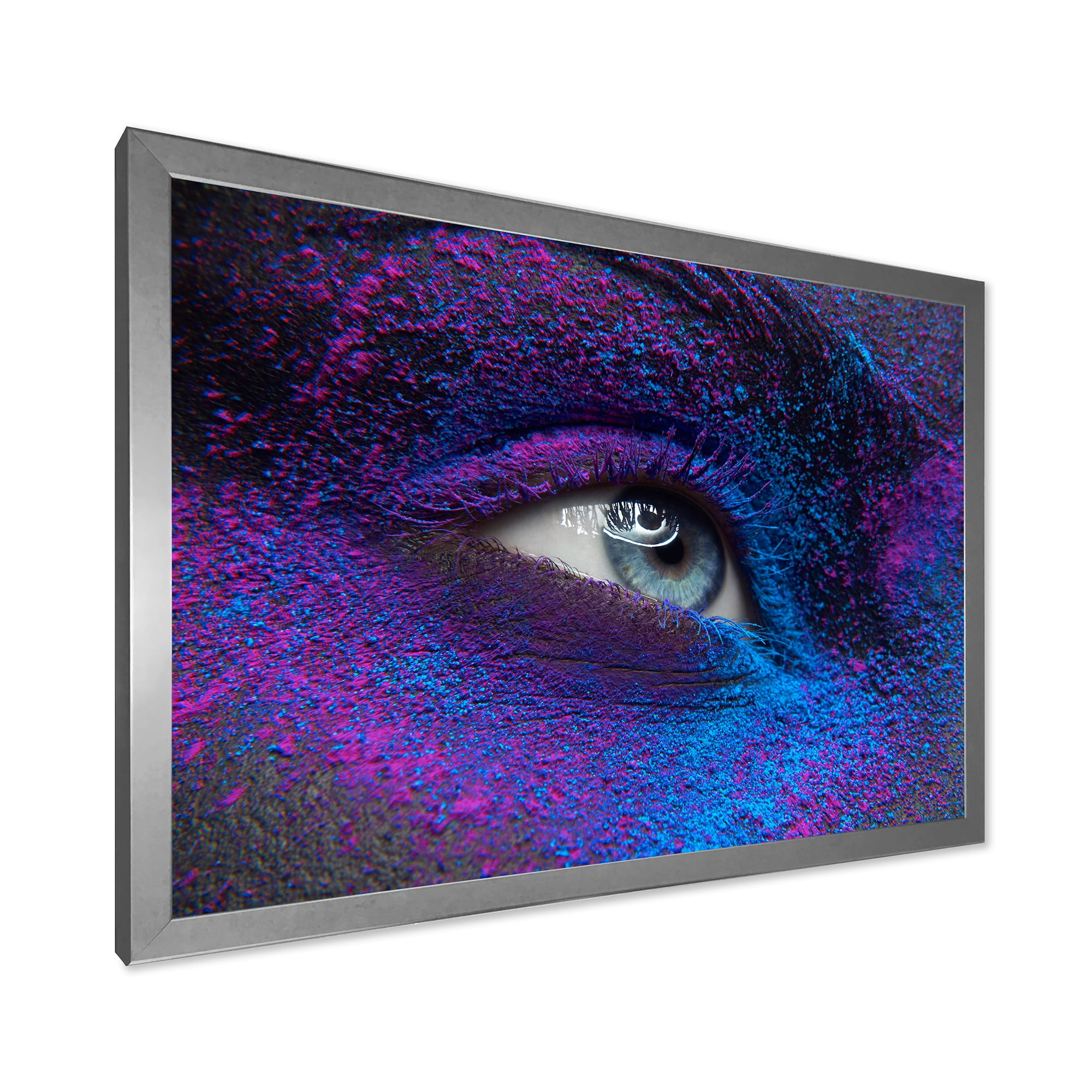 Designart 'Woman Eye With Dry Paint Dust Pigment On Face' Modern Framed Art Print