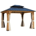 thumbnail image 5 of Mellcom 13' x 11' Solid Wood Gazebo, Outdoor Hardtop Gazebo with Curtains and Mosquito Netting, for Patio, Garden, Backyard Multi-color, 5 of 8