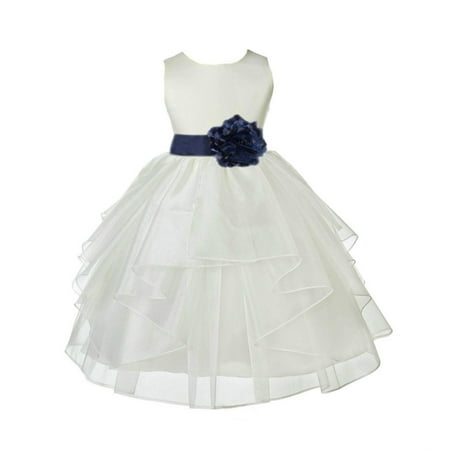 

Ekidsbridal Formal Satin Shimmering Organza Ivory Flower Girl Dress Bridesmaid Wedding Pageant Toddler Recital Easter Communion Graduation Reception Ceremony Birthday Baptism Occasions 4613t