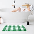 thumbnail image 2 of PiccoCasa Microfiber Plaid Pattern Bathroom Rugs Soft 20''x30'' Green and White, 2 of 7