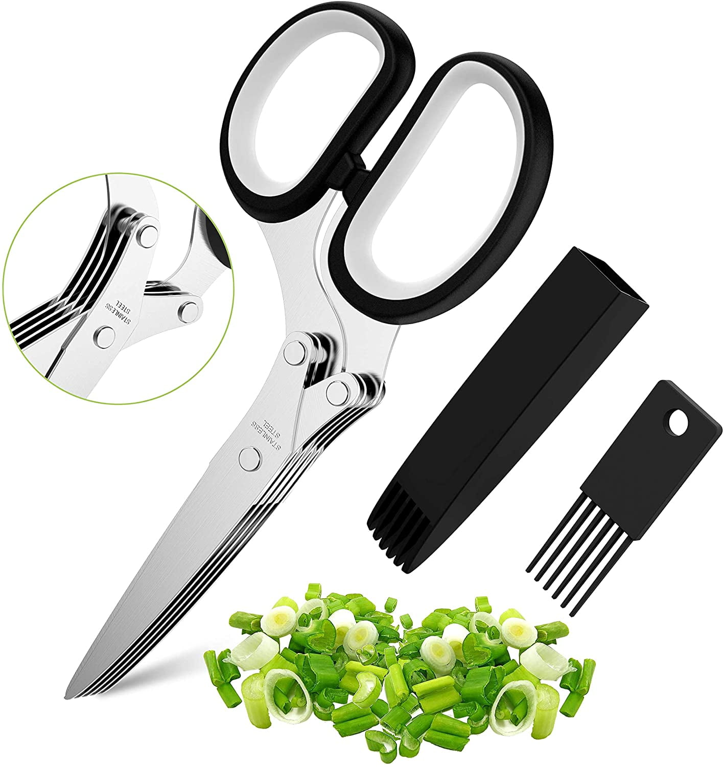 Herb Scissors Set, Kitchen Gadgets for Cutting, Stainless Steel Food Scissors