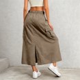 thumbnail image 6 of vigerkar Womens Cargo Skirt High Waisted Drawstring Quick Dry Maxi Skirt Trendy Back Slit Fashion A Line Long Skirts (Coffee, XXL), 6 of 8