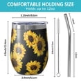 thumbnail image 5 of 12oz Stemless Wine Tumblers Black Yellow Sunflower Pattern Vacuum Insulated Stainless Steel Travel Tumbler Cups Mug with Lid and Straw for Champaign,Cocktail,Beer with Cleaning Brush, 5 of 5