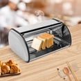 thumbnail image 3 of Stainless Steel Bread Box 17" Roll Top Bread Bin Large Capacity Loaf Bread Storage Container for Kitchen Countertop Homemade Bread Pastries Pancake, 3 of 9