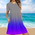 thumbnail image 2 of Weiqiqre Robes pour Femmes Été Décontractées à Manches Courtes Col Ras du Cou Robes T-Shirt Amples Évasées Mini avec Poches, 2 of 5