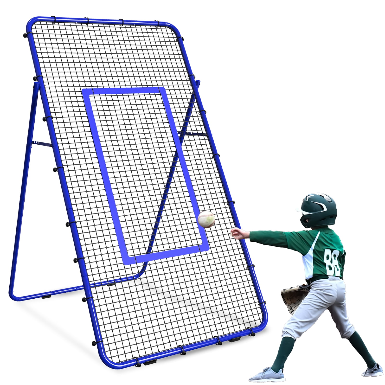 Oumilen Blue Baseball Rebounder Portable Training Pitch Back