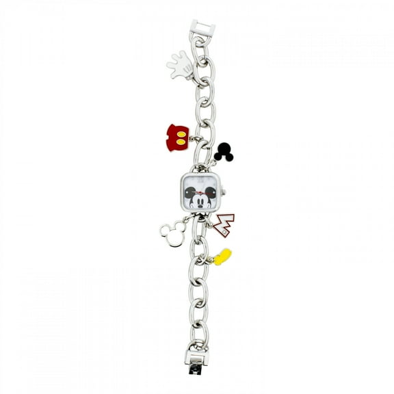 Mickey Mouse Analog Chain Watch with Iconic Charms