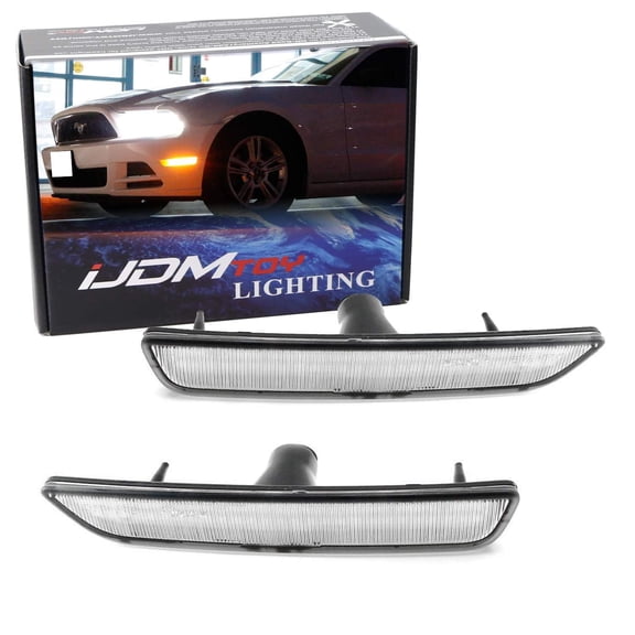 Clear Lens 27-SMD Amber Full LED Side Marker Light Assembly Kit, For 2010-2014 Ford Mustang Front Bumper