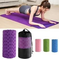 Sweat Absorbent Non Slip Yoga Towel Mat Hot Yoga Mat Cloth with Carrying Bag for Bikram Pilates Classes and Hot Yoga Sessions, UKHBMC | Blue