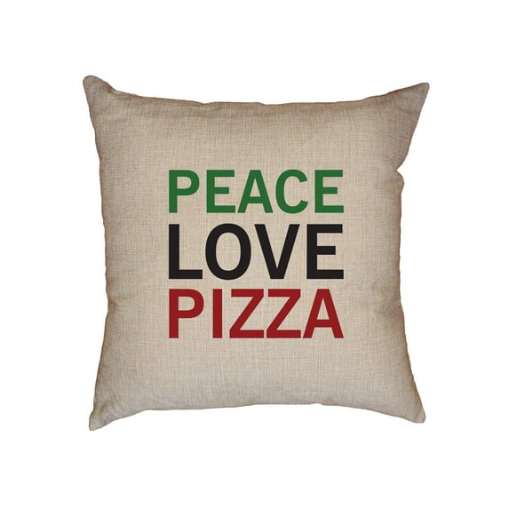 Simple Peace Love Pizza Colorful Graphic Decorative Linen Throw Cushion Pillow Case with Insert