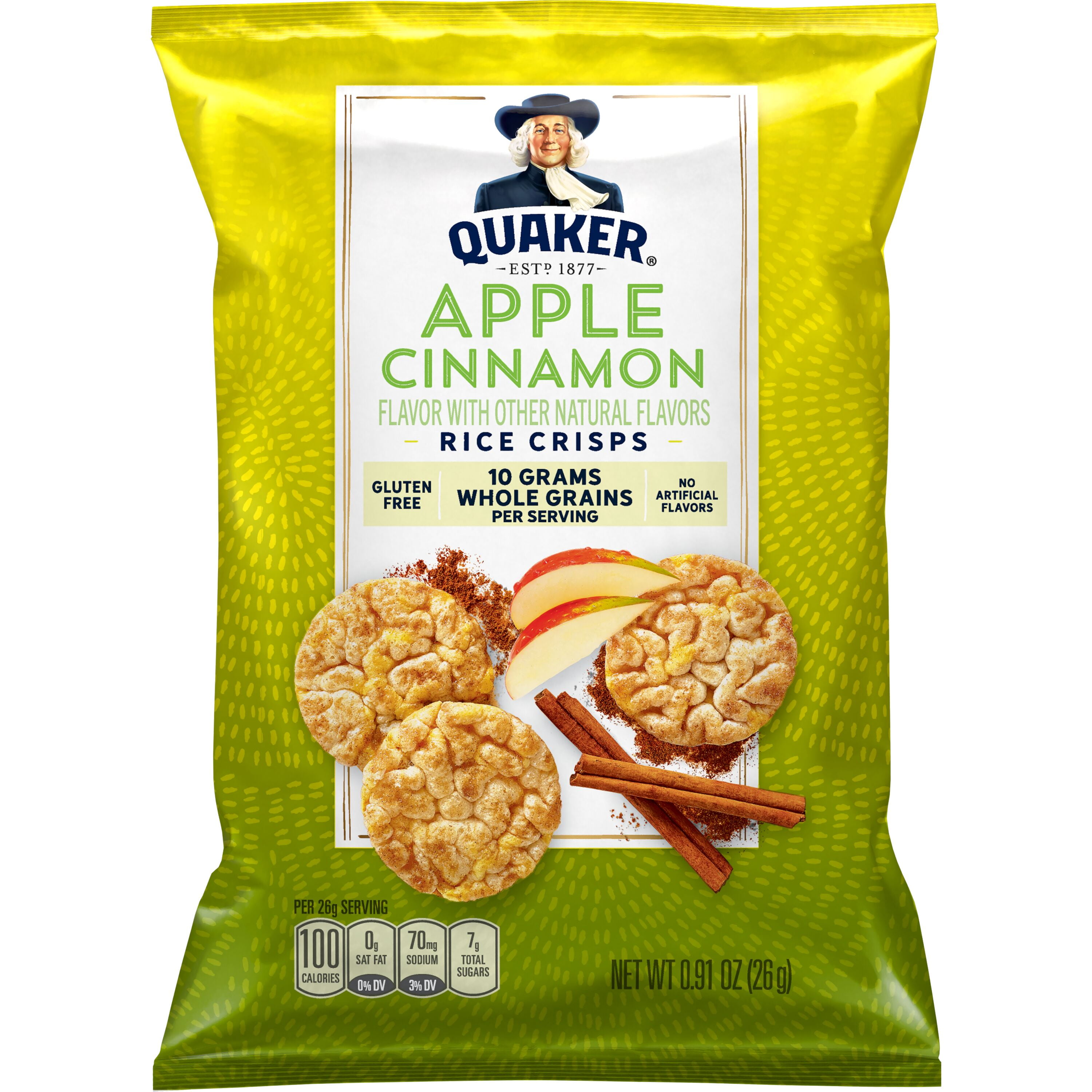 Quaker Rice Crisps Sweet & Savory Variety (Caramel, Cheddar, Apple Cinnamon, Ranch) 12 oz, 15 Count
