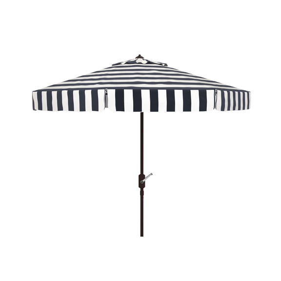 Safavieh Elsa 11' Market Crank Round Patio Umbrella, Black/White
