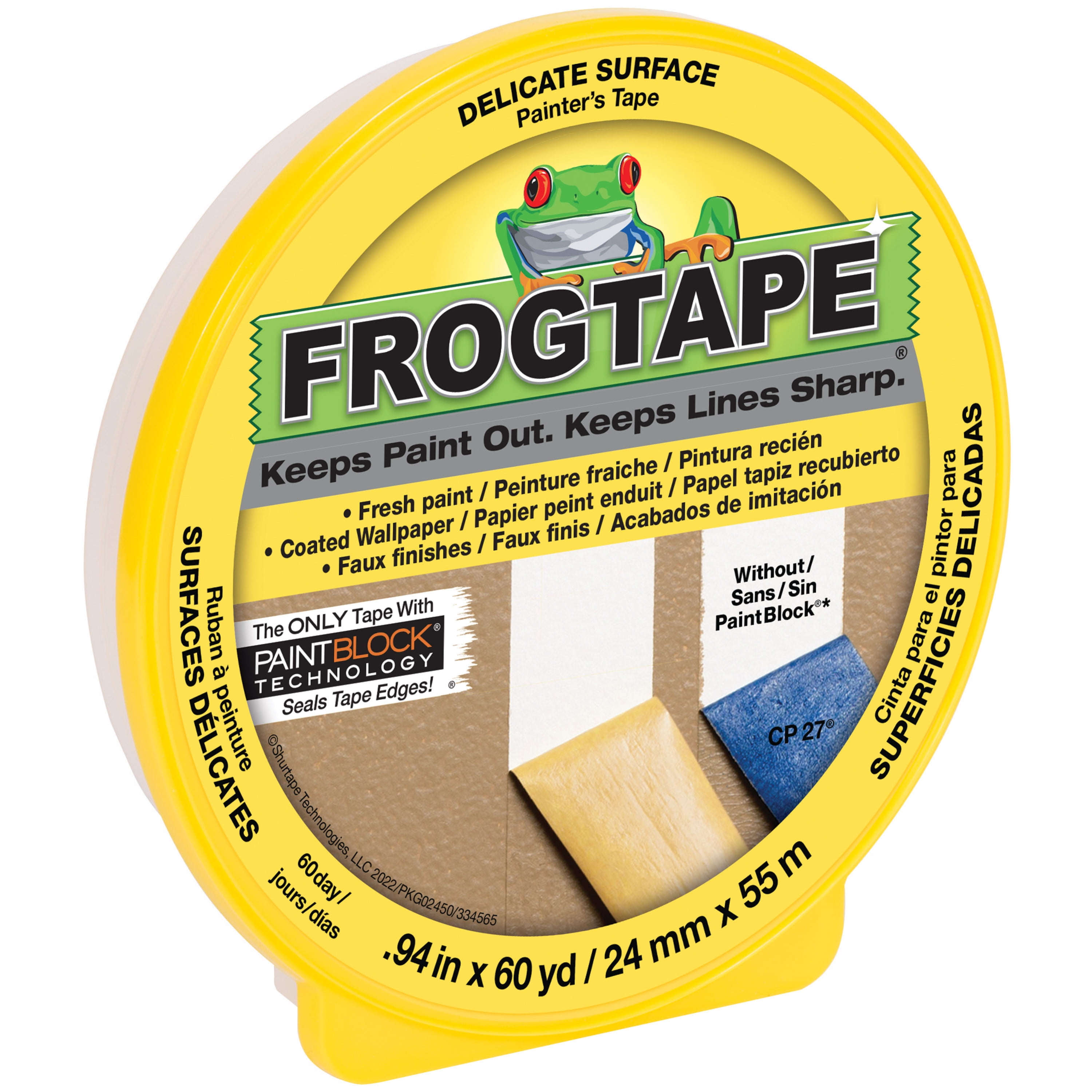 FrogTape 0.94 in. x 60 yd. Yellow Delicate Surface Painter's Tape