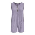 thumbnail image 6 of QATAINLAV Rompers for Women 2025 Summer Casual Sleeveless Button Neck Short Jumpsuits Eyelet Embroidery Comfy Overalls with Pockets Purple XXL 50% Percent off Sales Today, 6 of 9