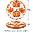 thumbnail image 3 of Pumpkin Set of 6 Round Microfiber Leather Coasters, 11x11 cm/4.3x4.3 inch Drink Coasters for Table Home Decor, 3 of 6
