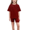 thumbnail image 6 of Lovzfmll 2-Piece Sparkle Yoga Set, Short Sleeve Glitter Top & Shorts for Boys & Girls, Casual Outfits for Kids 5-6 Years, 6 of 9