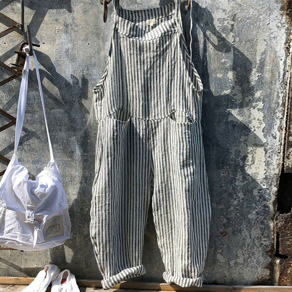 womens striped dungarees