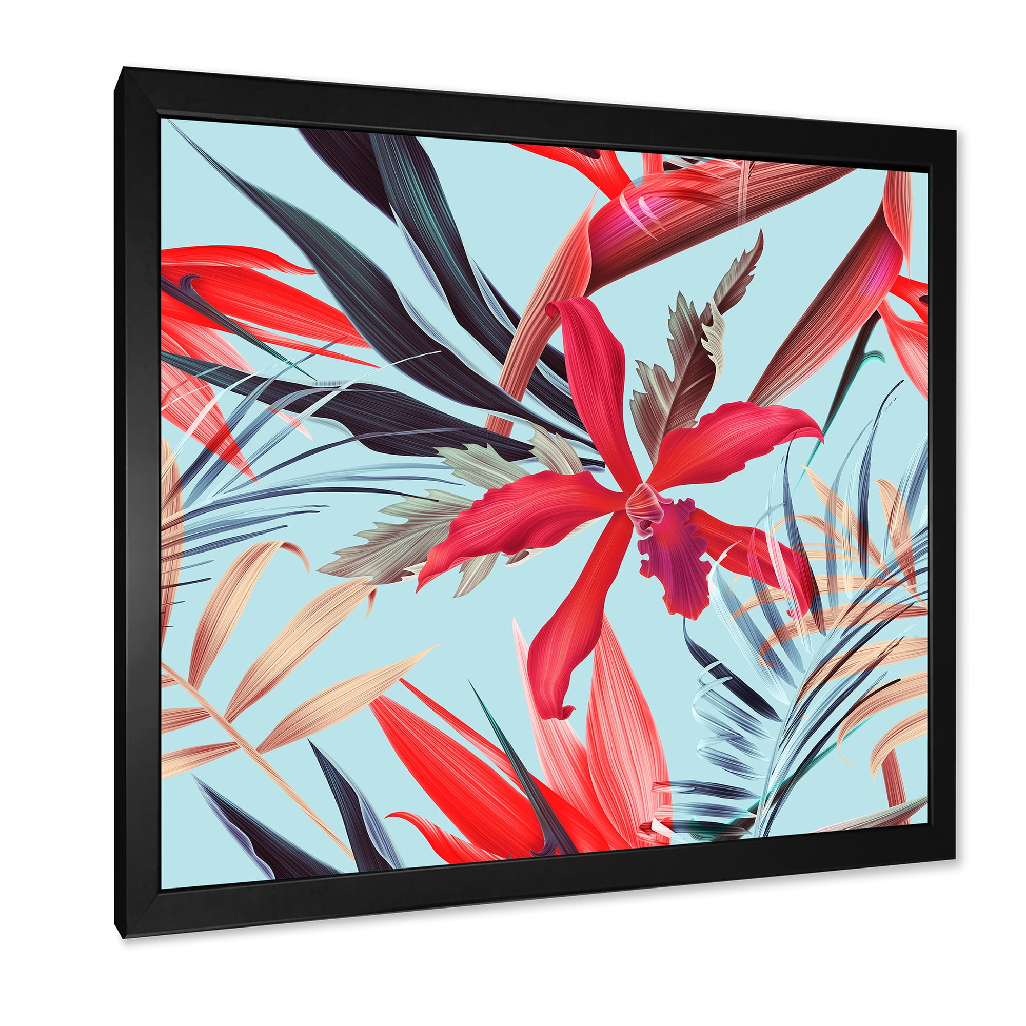 Designart 'VIntage Tropical Flowers IV' Traditional Framed Art Print