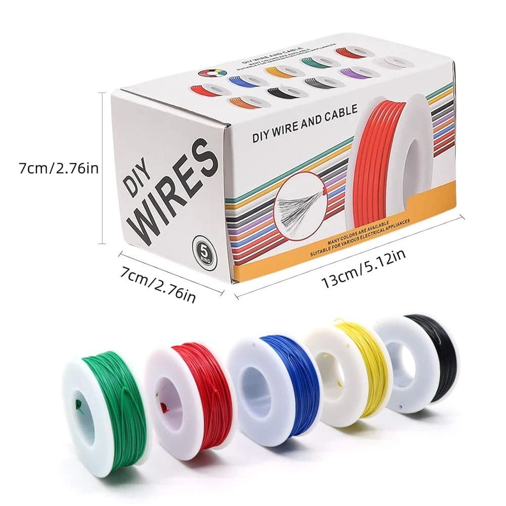 5 Roll Stranded Wire Spool-Flexible Pvc Tinned Copper Electronic Wire - 5 Colors 18Awg 5X5M