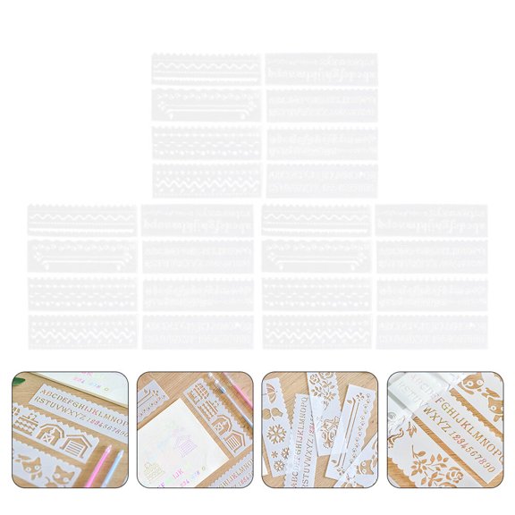 MLINS 3 Sets Vinyl Lace Ruler Template Gift Making Stencils Wave Letter Child