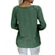 thumbnail image 3 of Mujer Top Cuello En V Linterna Manga Larga Encaje Moda Transpirable Casual Fit Blusa Verde S, 3 of 5