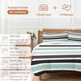 thumbnail image 6 of 3 Piece Turquoise Black Stripe Duvet Cover Set Queen Size,Microfiber Comforter/Quilt Cover with Corner Ties and 2 Pillowcases,Modern Abstract Coarse Striped All Season Bedding with Zipper Closure, 6 of 8