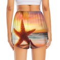 thumbnail image 4 of Uemuo Starfish Sunset Sea Beach Pattern Women's Athletic Shorts High Waisted Running Shorts with Liner Pockets Gym Elastic Workout Shorts-X-Large, 4 of 9