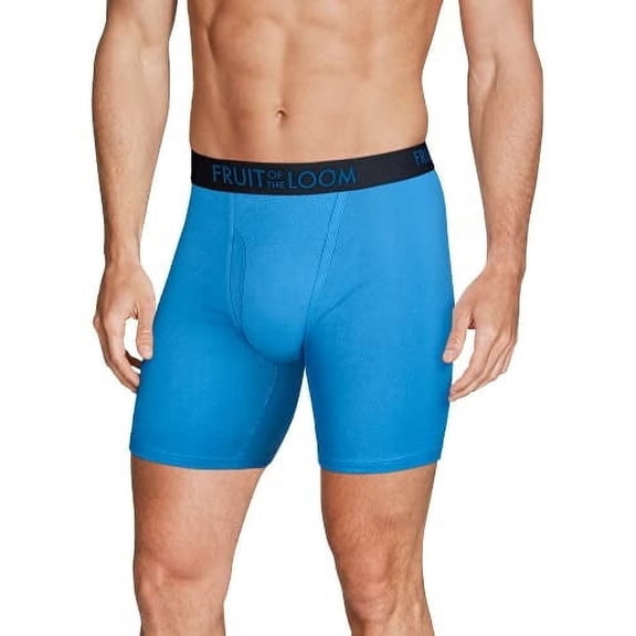 Fruit of the Loom Men's Breathable Boxer Brief Cotton Mesh(Black/Gray)3 Pack,Large