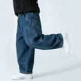 thumbnail image 7 of Edvintorg Boys Jeans Streetwear Classic Wide Leg Jeans Casual Elastic Waist Demin Pants with Pockets Teen Boy Clothes 5-15, 7 of 7