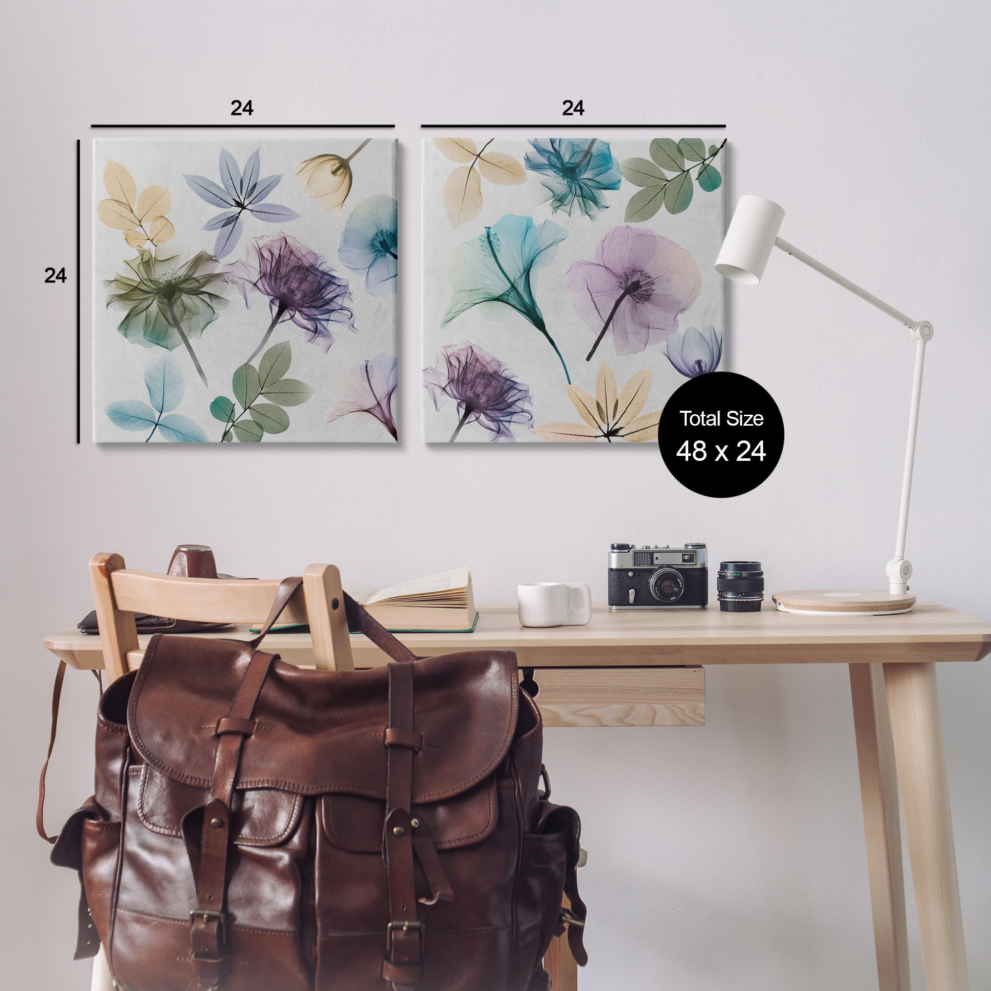 Stupell Industries X-Ray Floral Collage Plants & Flowers Painting Wrapped Canvas Art Print Wall Art, 24 x 24, Set of 2