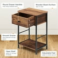 thumbnail image 3 of DSSTYLES Nightstand with Drawer and Shelf, Wood End Table Side Table Beside Table Nightstands for Bedroom Living Room College Dorm, Brown, 3 of 9