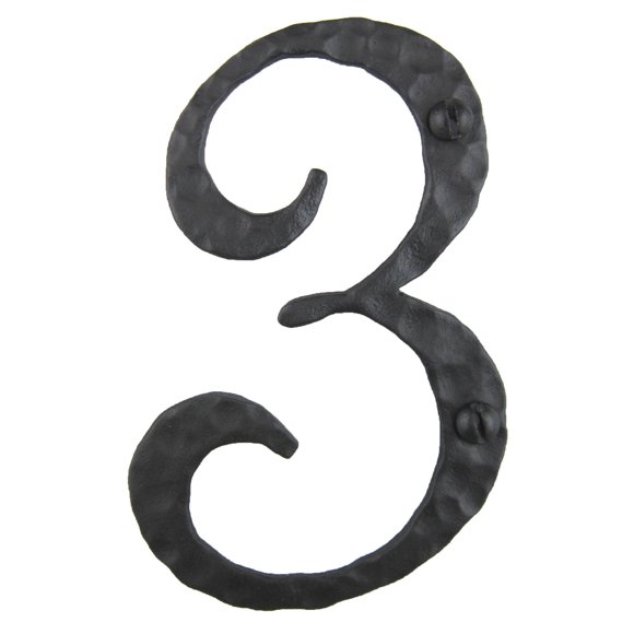 Numéro d'Adresse en Fer Forgé Martelé Rustique Espagnol 4 Pouces 3 (Noir)