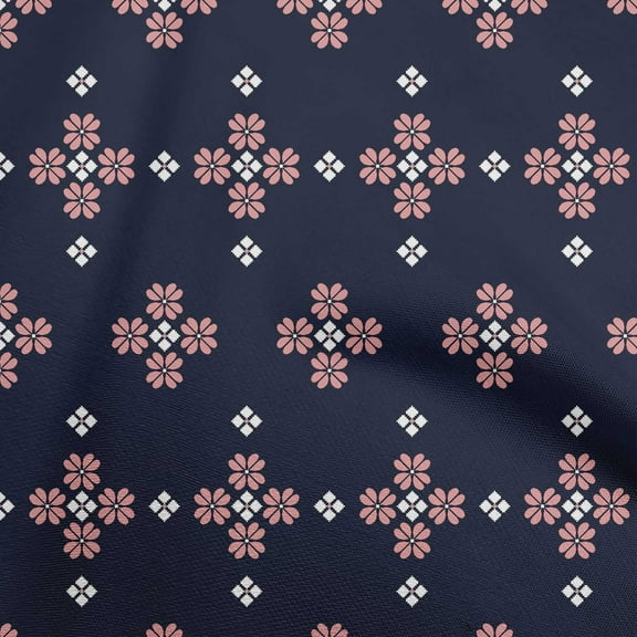 oneOone Polyester Spandex Black Fabric Geometric Fair Isle Pattern Diy Clothing Quilting Fabric Print Fabric By Yard 56 Inch Wide