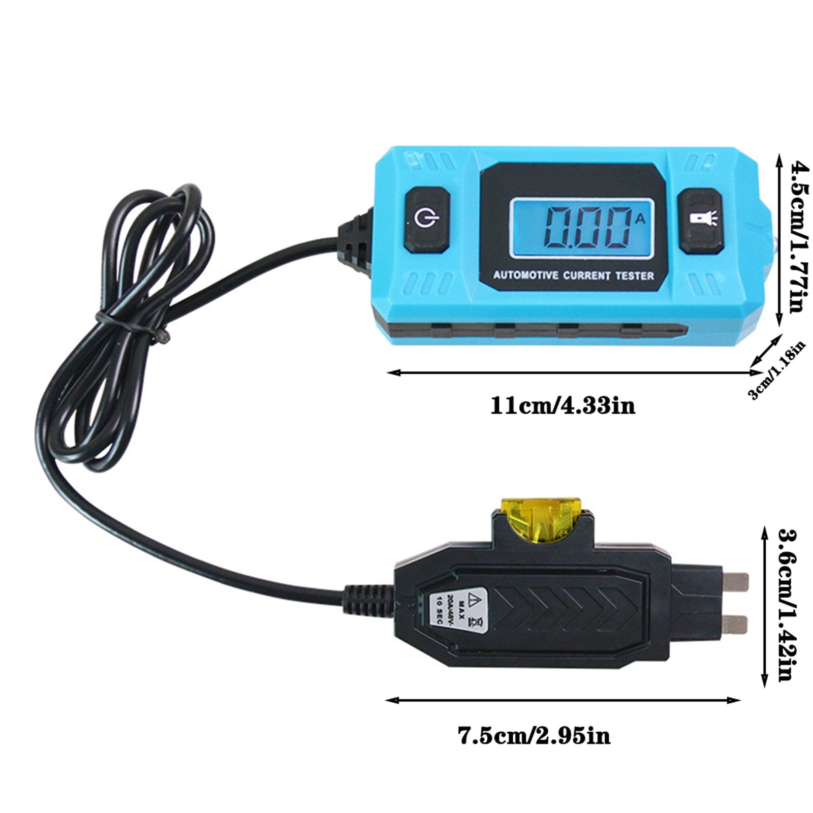 Ferjadq Automotive Circuit Fault Probe Tester Portable High Precisions 20A 48V Car Current Relay Blades Checker with LED Display Lighting for Various Vehicles