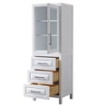 thumbnail image 2 of Daria Linen Tower in White with Matte Black Trim, Shelved Cabinet Storage, and 3 Drawers, 2 of 3