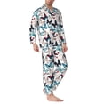 thumbnail image 2 of Lsque Butterfly Pattern Long Sleeve Pajama Set for Men - Soft 2-Piece Sleepwear and Loungewear Set with Pockets, Comfy Nightwear-Small, 2 of 7