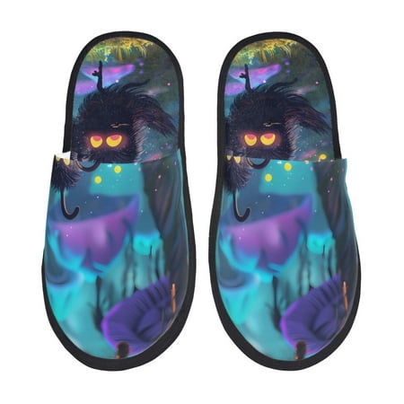 Balery Cute Fuzzy Fantasy Creatures Slient Indoor Furry Fleece Comfort House Shoes Soft Non-Slip Home Shoes Cotton slippers House Slippers-- Large